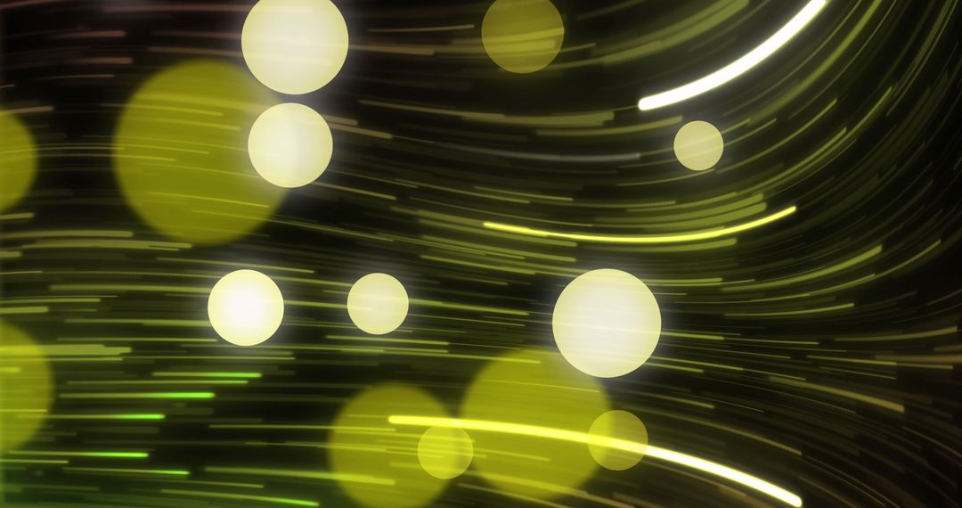 Abstract Neon Trails with Vibrant Circles in Retro Futurism Style