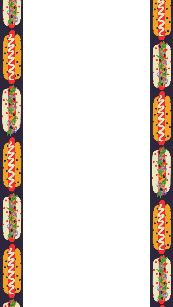 Hot Dog Border Wallpaper on Transparent Background Illustration