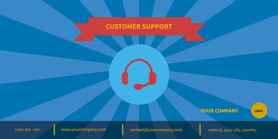 Customer Support Concept Headset Icon Marketing Banner
