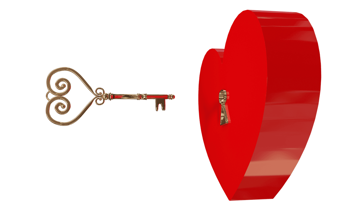 Heart Paradise Key Symbolizing Access to Love and Romance Transparent