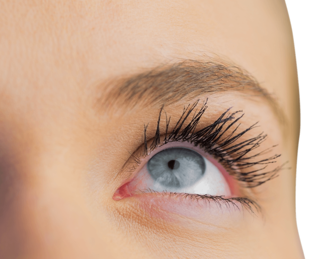 Transparent View of Blue Eye with Long Eyelashes