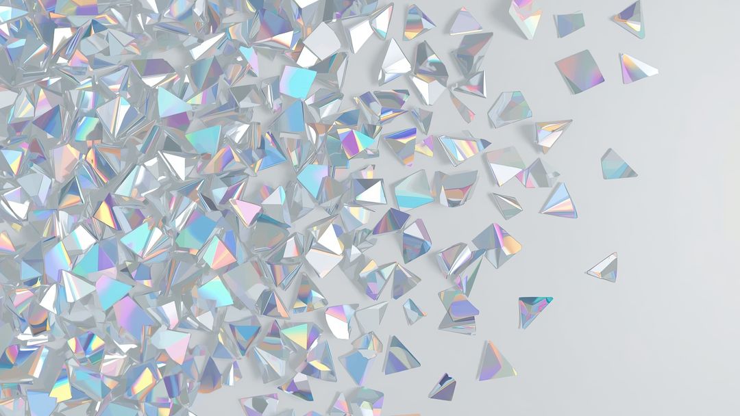 Holographic Triangular Shards Scattering with Iridescent Glow