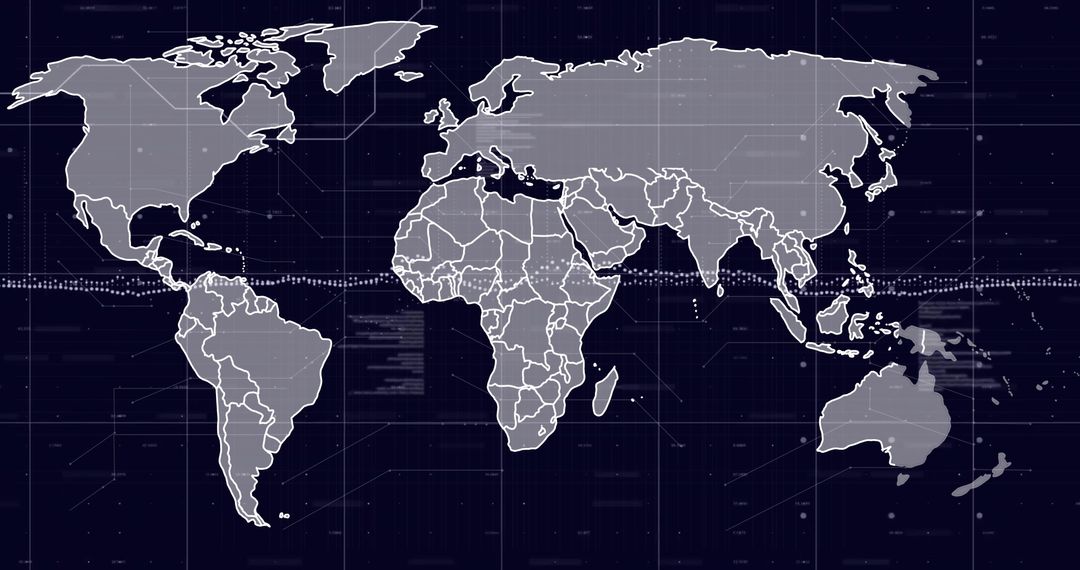 Futuristic Digital World Map with Hexagonal Patterns and Data Points - Free Images, Stock Photos and Pictures on Pikwizard.com