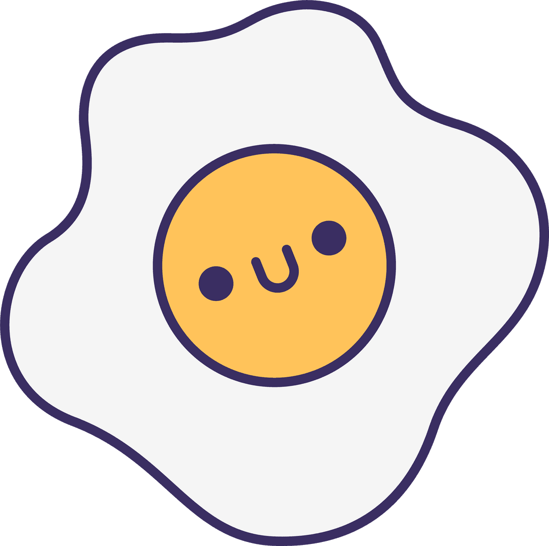 Transparent Kawaii Fried Egg with Happy Yolk Design