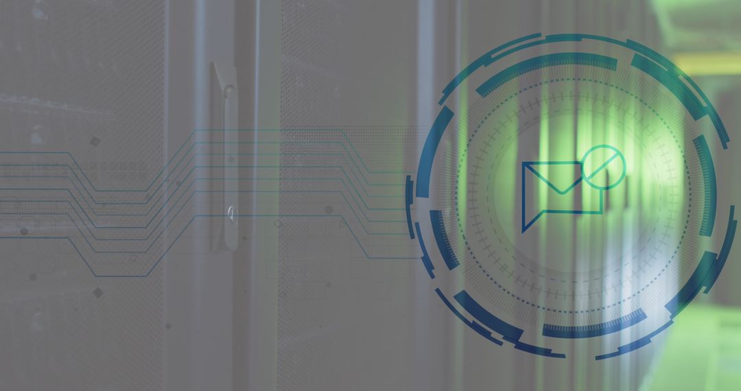 Digital Data Processing Symbol in Modern Server Room