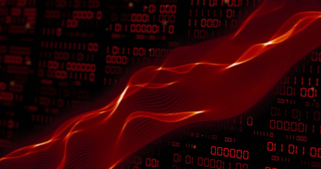 Digital Wave Flowing Over Binary Code Background