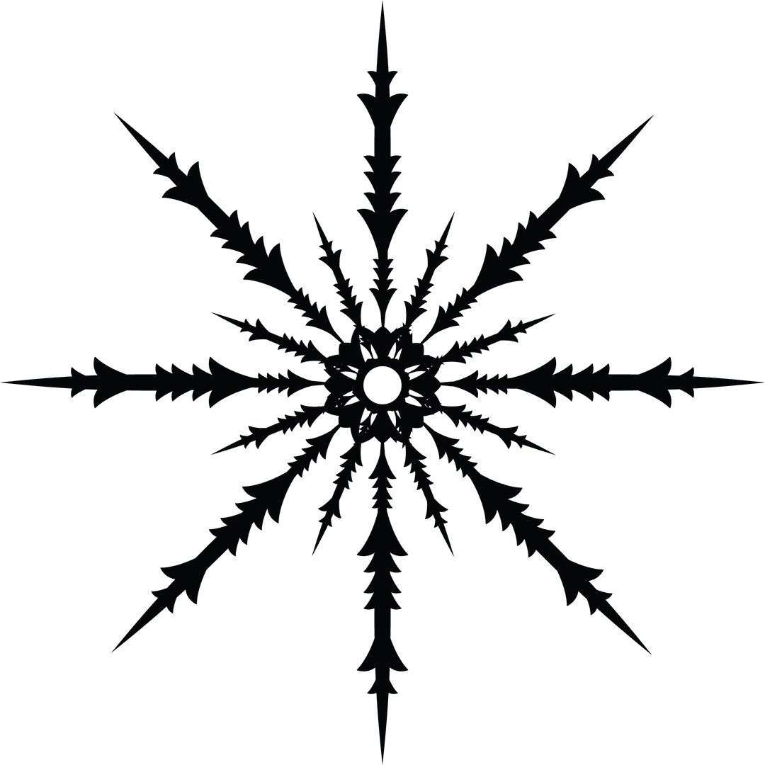 Intricate Black Geometric Shape on Transparent Background