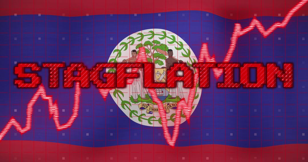 Stagflation Concept and Digital Analysis Over Belize Flag