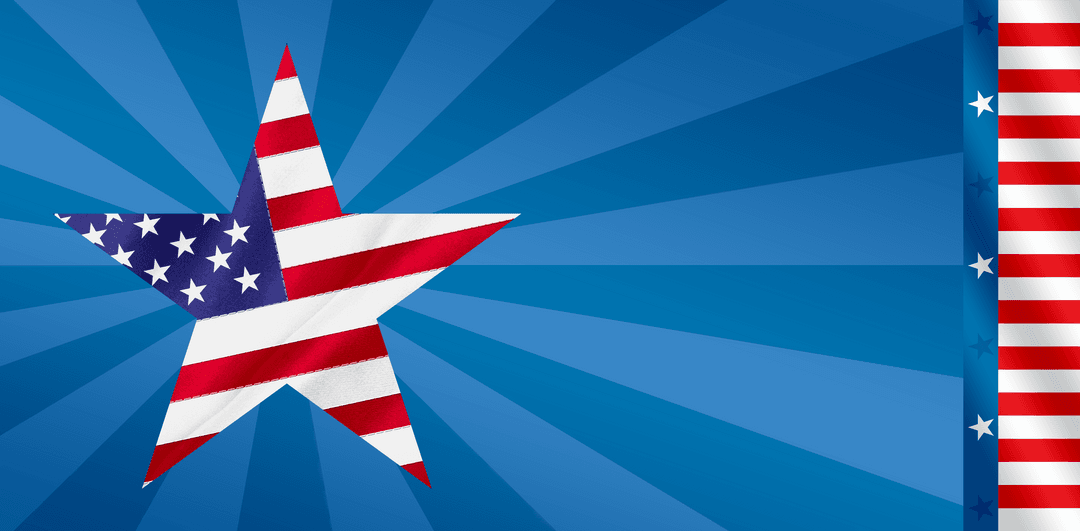 USA Rectangle and Star on Blue Burst Transparent Background