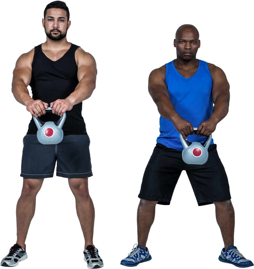 Two Muscular Friends Lifting Kettlebells with Transparent Background - Download Free Stock Images Pikwizard.com