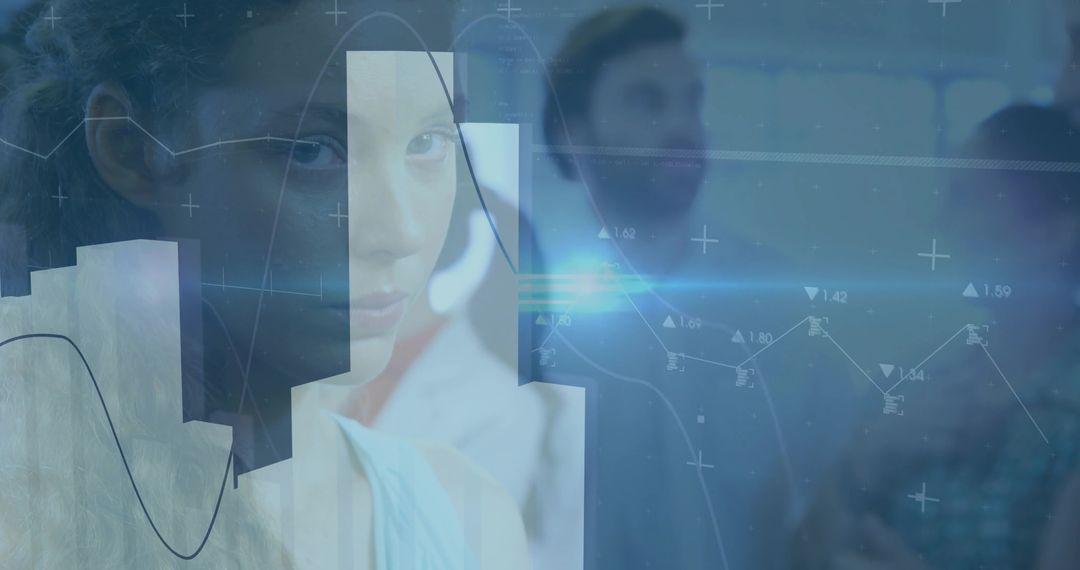 Digital Interface Analysis with Futuristic Technology Overlay