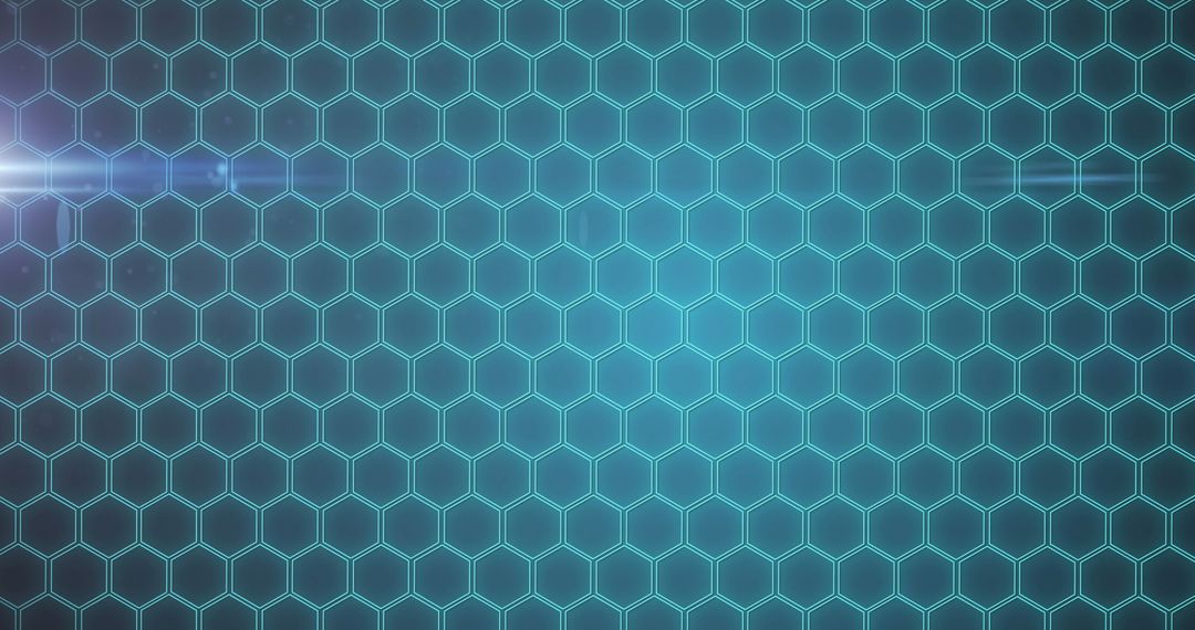 Hexagonal Light Pattern on Futuristic Blue Background