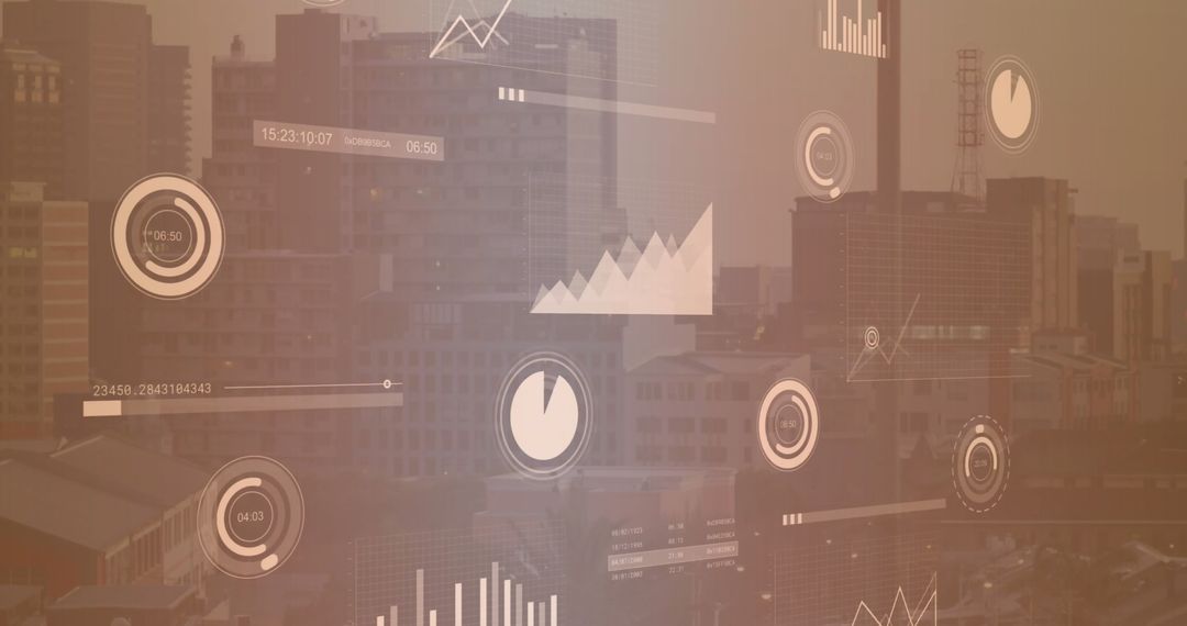Data Analysis Interface Over Cityscape Conceptual Background