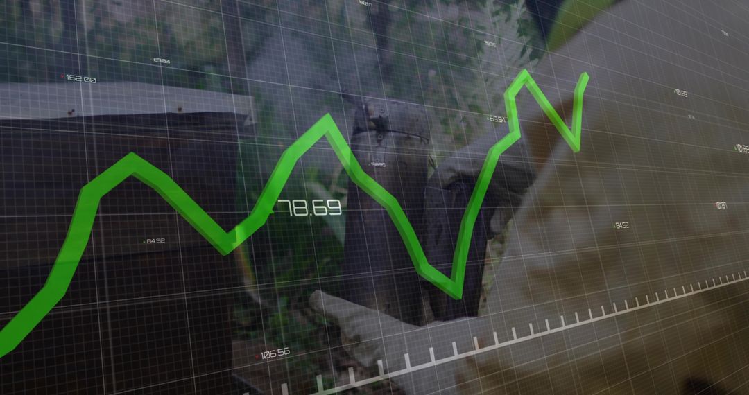 Elder with Binoculars Analyzing Data Overlay in Forest