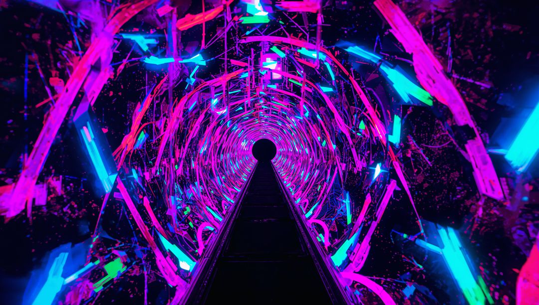 Neon Sci-Fi Corridor with Futuristic Glowing Panels