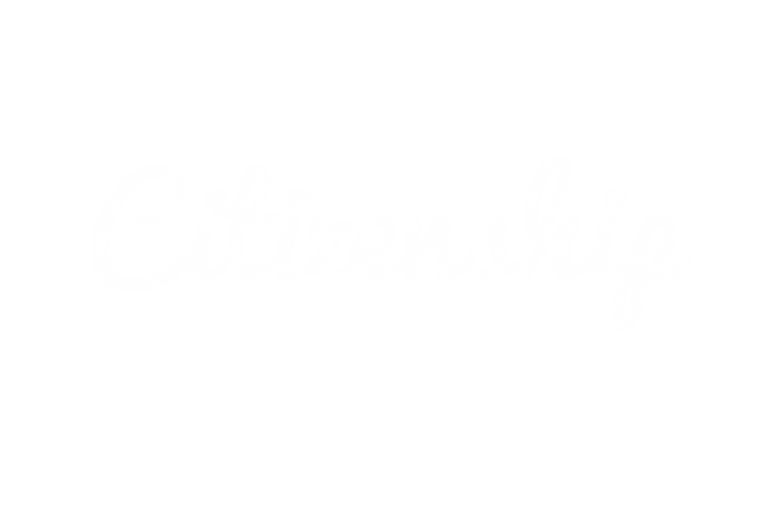 White Citizenship Text on Transparent Background for Design