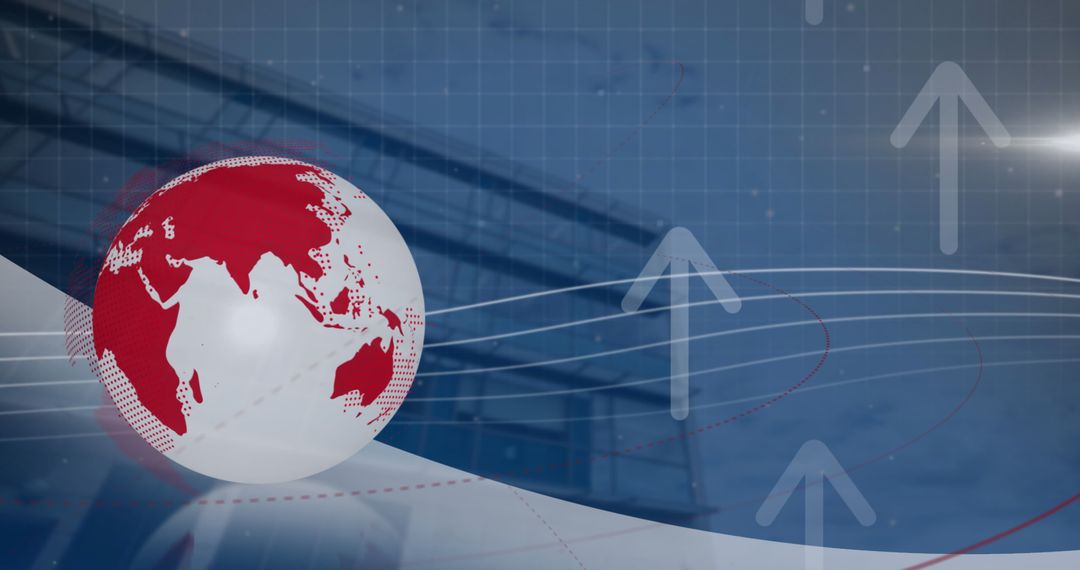 Global Networking with Upward Trends and Technology Icons