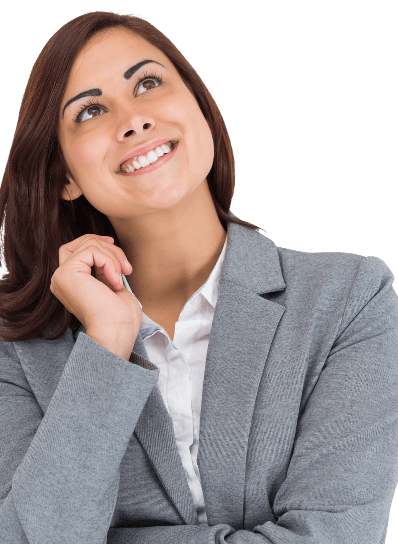 Transparent Thinking Businesswoman Smiling and Inspiring Success