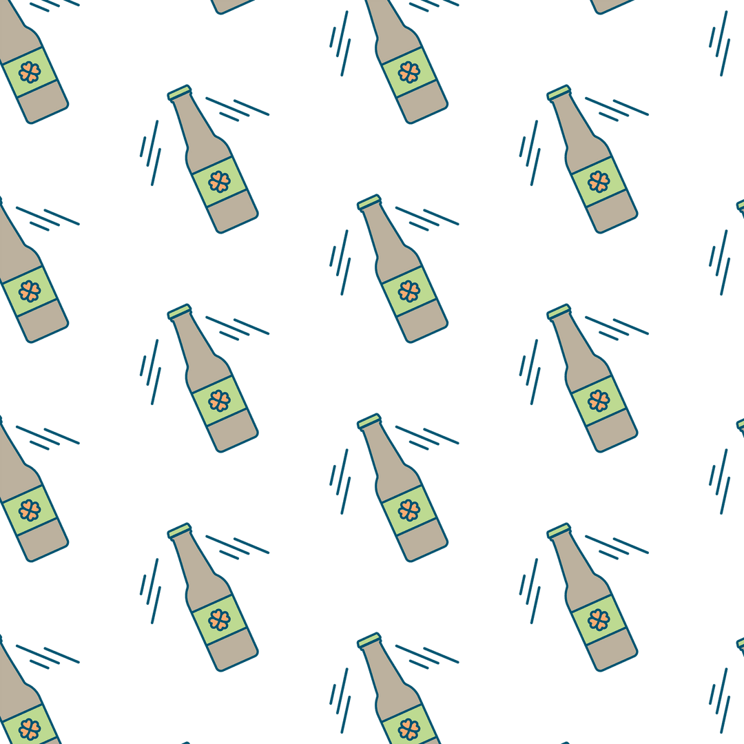 Seamless Pattern of Clovers and Bottles on Transparent Background - Download Free Stock Images Pikwizard.com