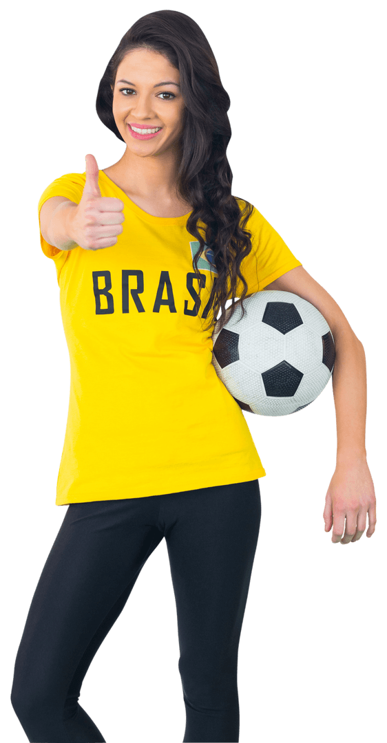 Transparent Image of Brazil Soccer Enthusiast with Thumbs Up