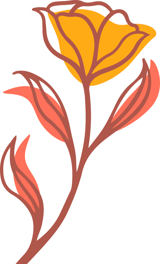 Transparent Minimalistic Floral Illustration with Yellow Flower