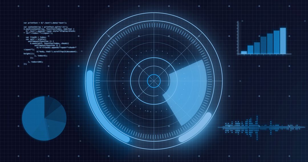 Futuristic Radar Screen with Digital Data and Analytics