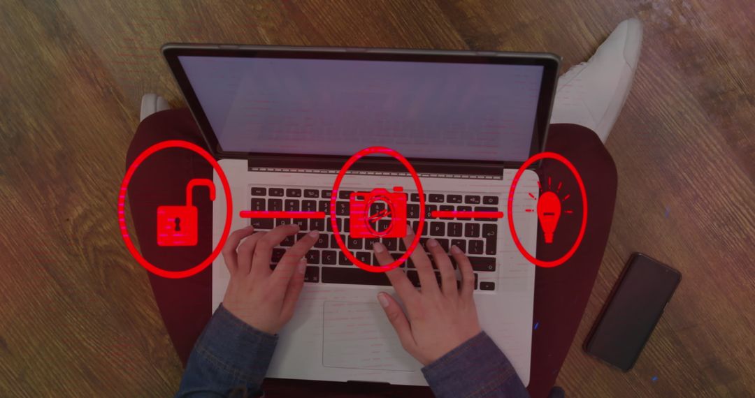 Hands Typing on Laptop Highlighting Cybersecurity Measures