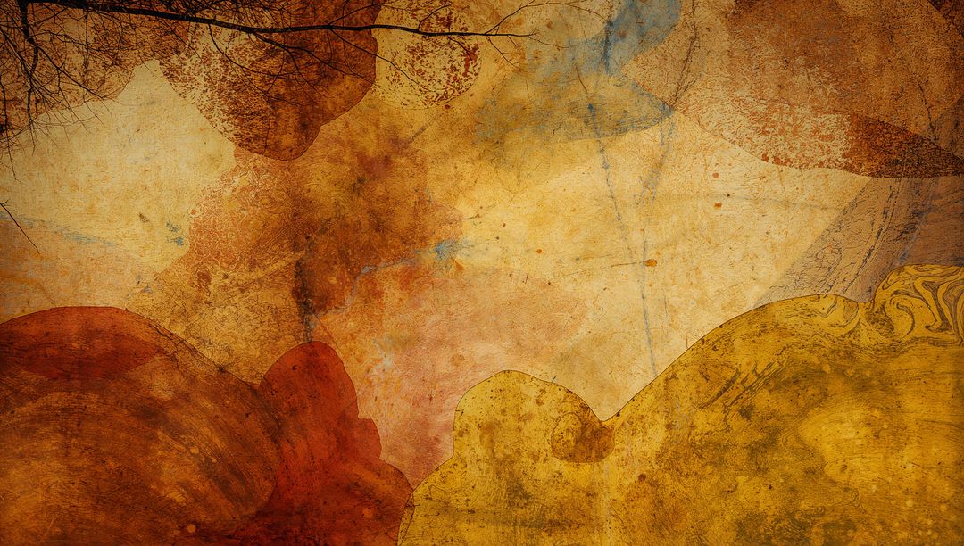 Abstract Organic Surface with Warm Hues and Silhouette Branches