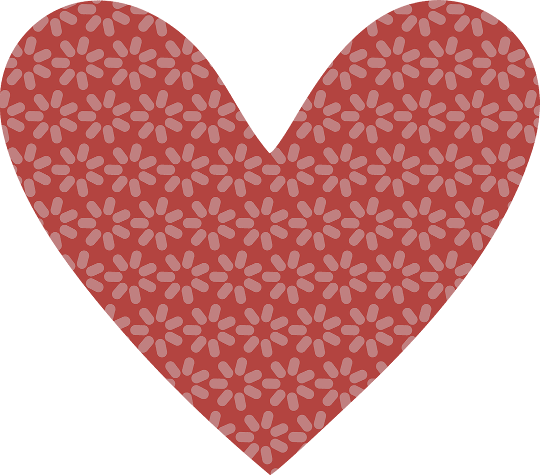 Red Floral Heart Design on Transparent Background