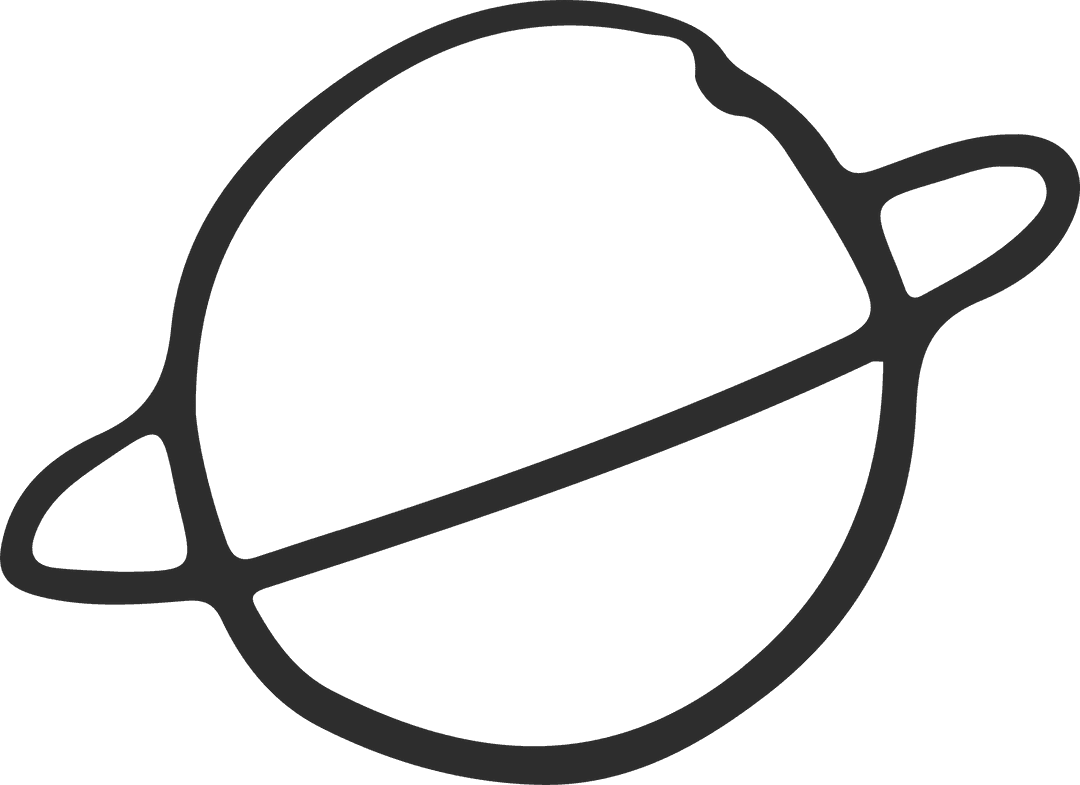 Minimalistic Ringed Planet Illustration on Transparent Background