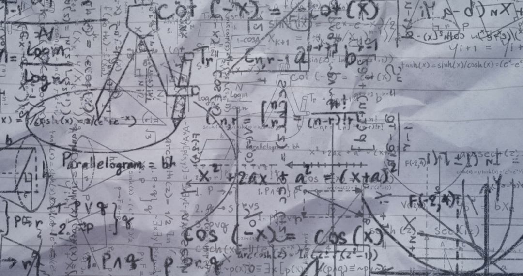 Complex Mathematical Formulas on Abstract Grid Background