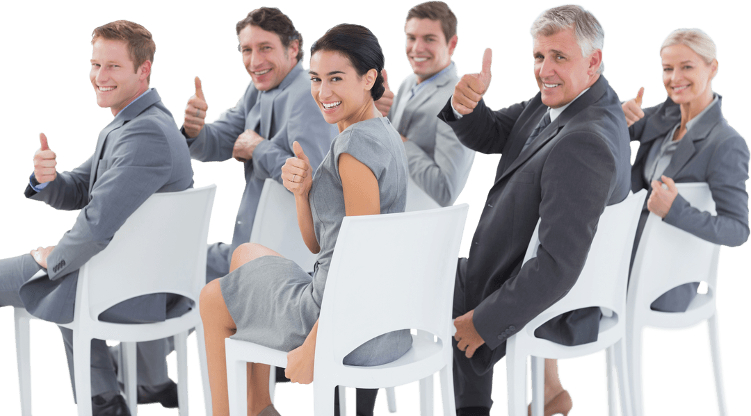 Business Team Giving Thumbs Up on Transparent Background