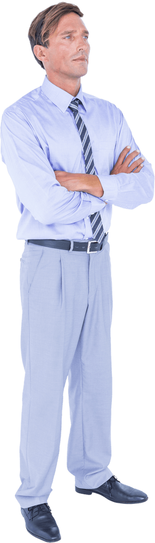 Confident Businessman Standing with Arms Crossed Transparent Background