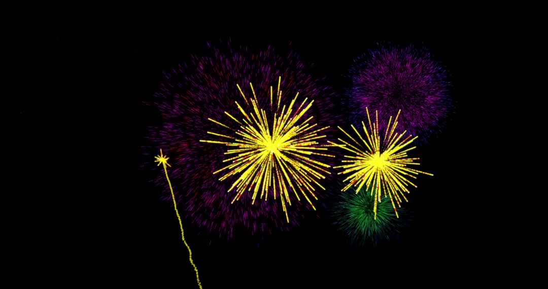Colorful Fireworks Exploding in Festive Night Sky