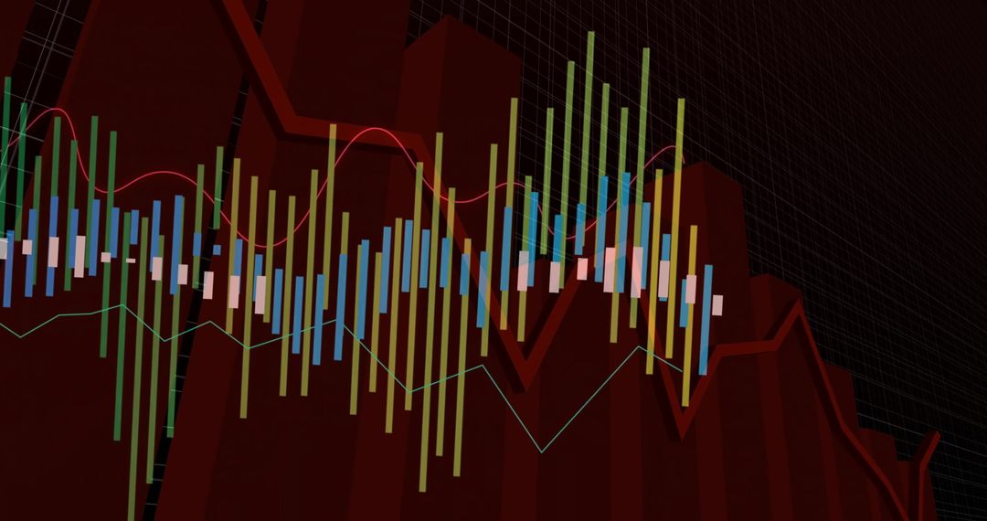 Abstract Digital Data Analytics with 3D Red Chart