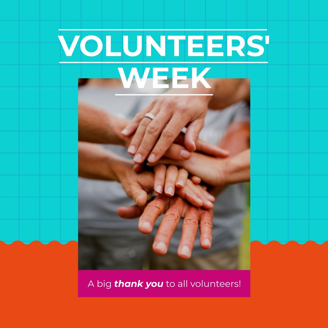 Diverse Volunteers Joining Hands Celebrating Volunteers' Week