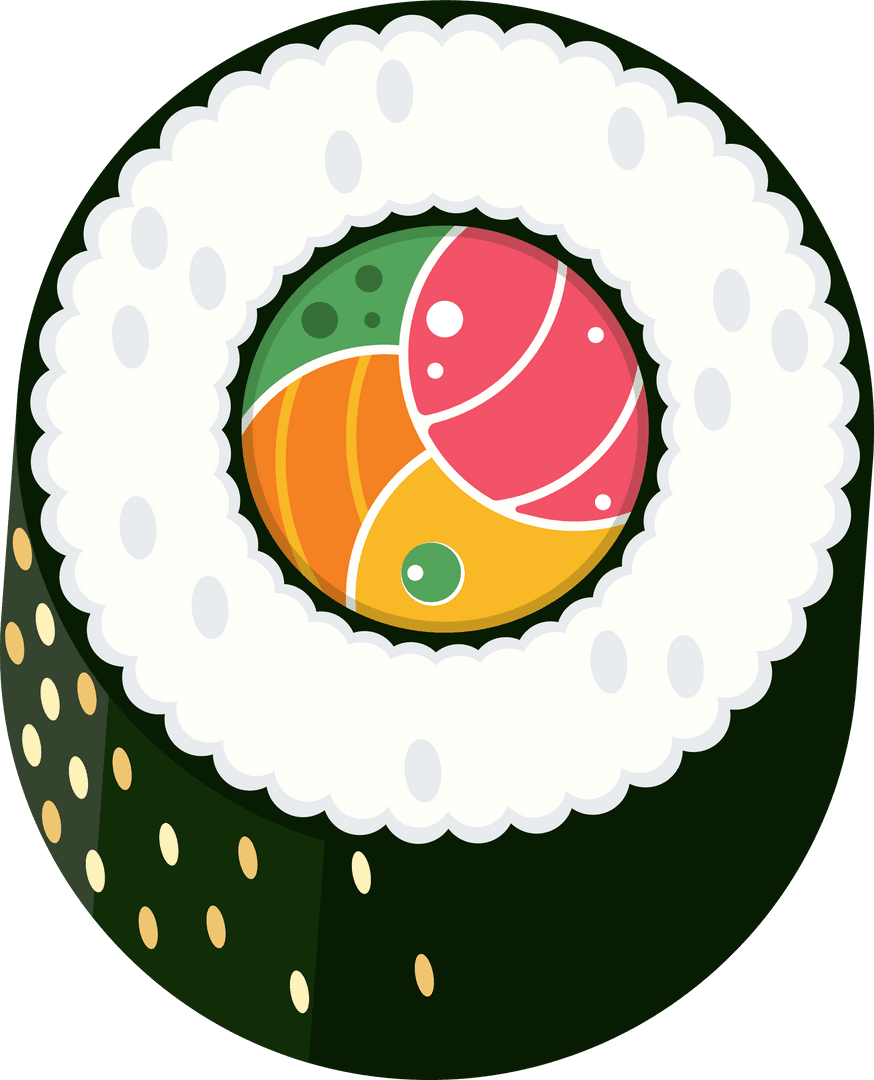 Transparent Vector Sushi Roll with Colorful Filling