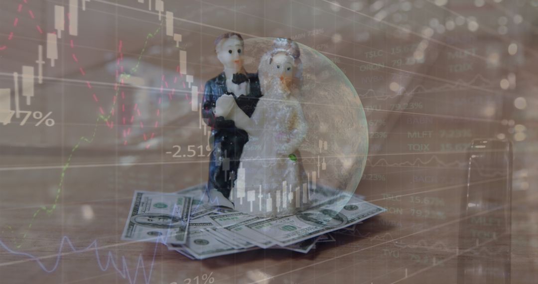 Wedding Finance Concept with Digital Interface Overlay