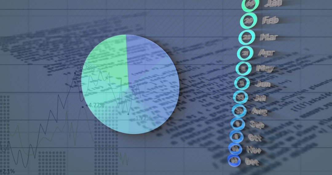 Abstract Financial Data Processing with Pie Chart and Calendar