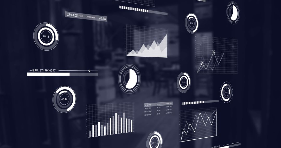 Visually Interactive Graphs Overlaying Empty Coffee Shop