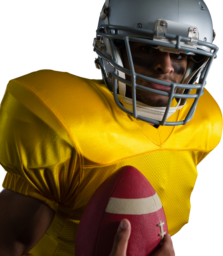 Transparent American Football Player in Jersey Holding Ball - Download Free Stock Images Pikwizard.com