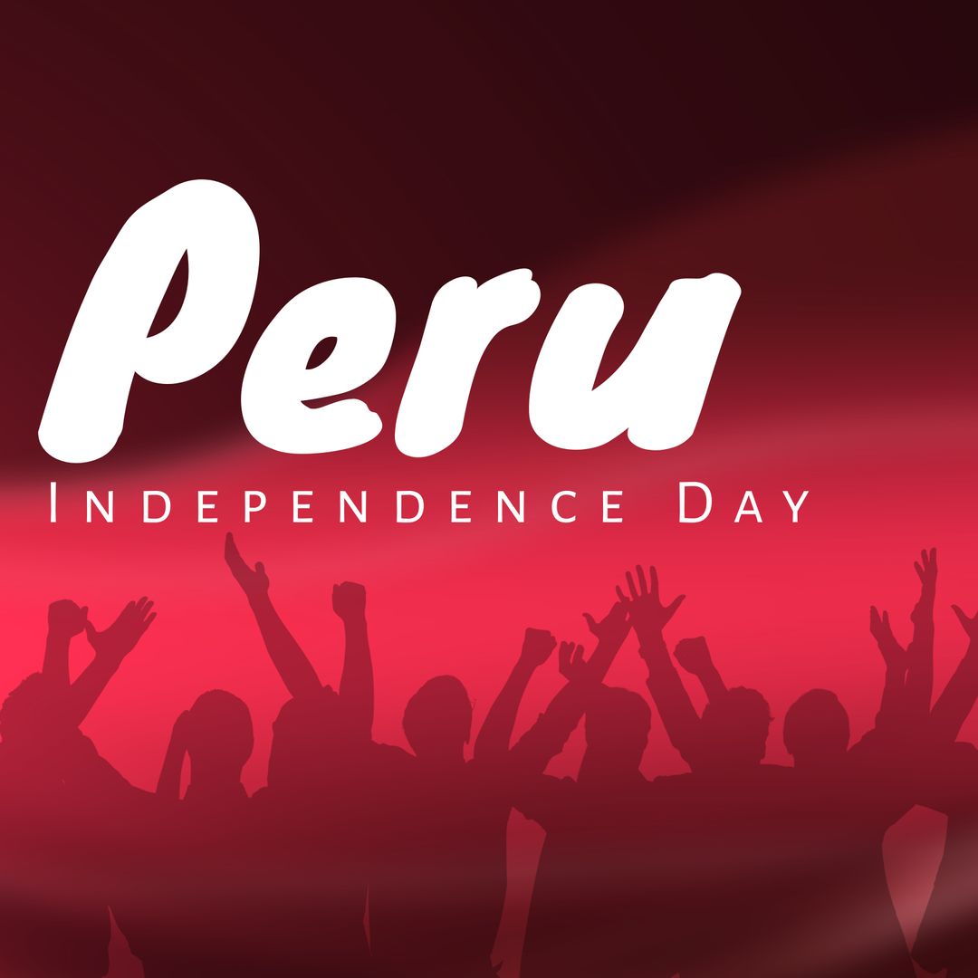 Celebrate Peru Independence Day with Joyful Crowd Silhouette