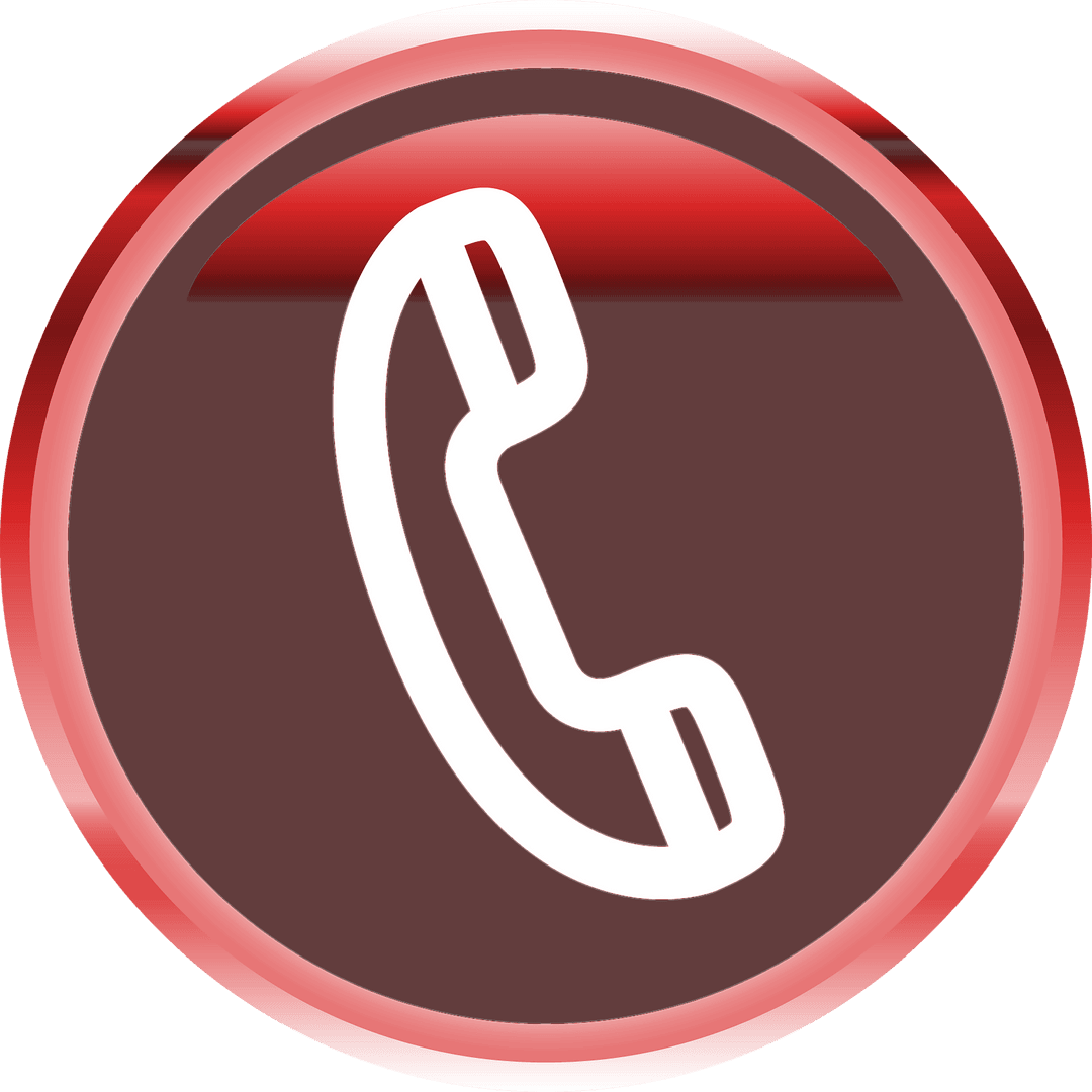 Red Phone Handset Icon on Transparent Background Illustration