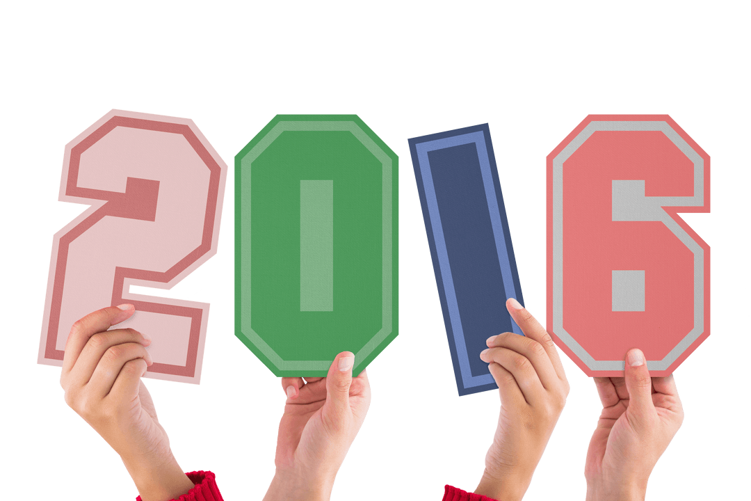 Hands Holding 2016 Text on Transparent Background