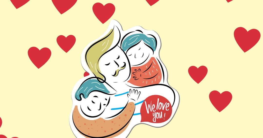 Family Embrace with Heartwarming Love Message Illustration
