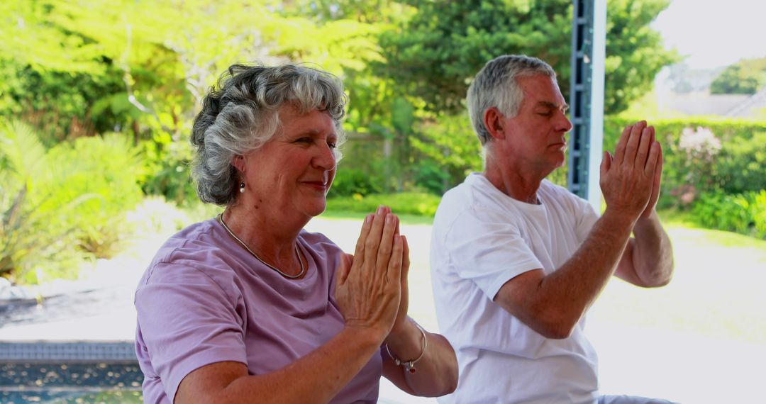 Senior Couple Practicing Yoga and Mindfulness Outdoors - Free Images, Stock Photos and Pictures on Pikwizard.com