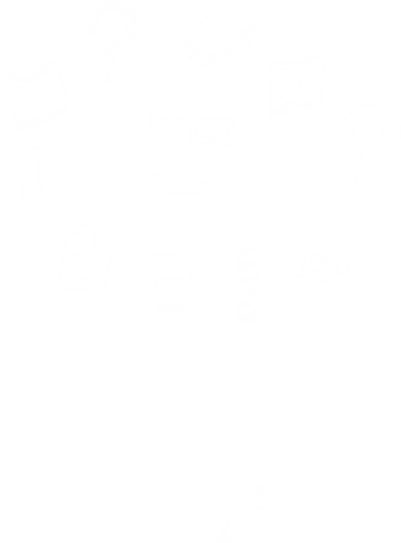 Transparent Sketch Back to School Icons with Books and Question Marks