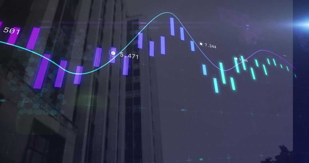 Financial Growth Graphs Against Urban Architecture