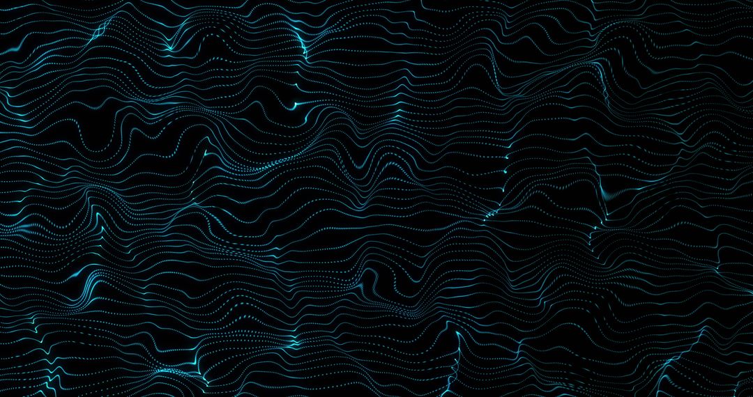 Abstract Blue Wave Patterns on Black Digital Background