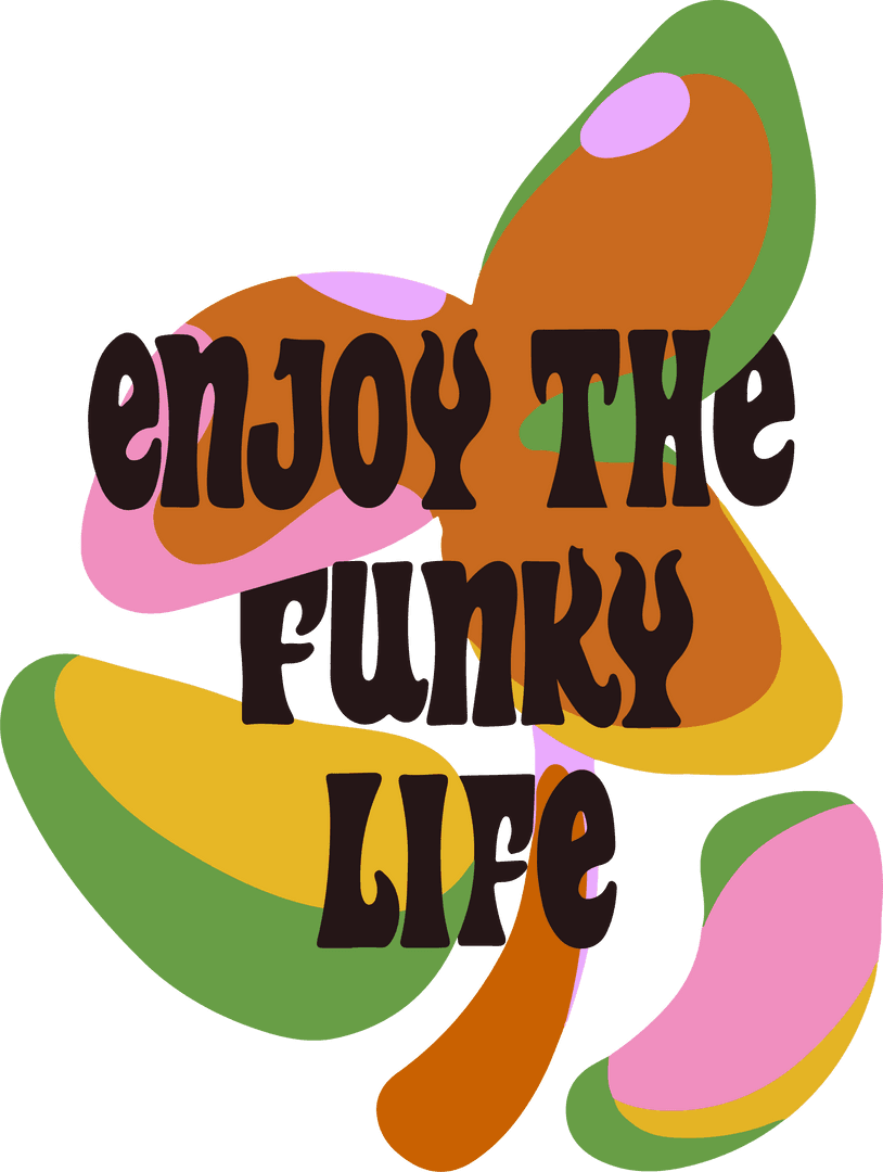 retro funky life typography with abstract color blobs on transparent background - Download Free Stock Images Pikwizard.com